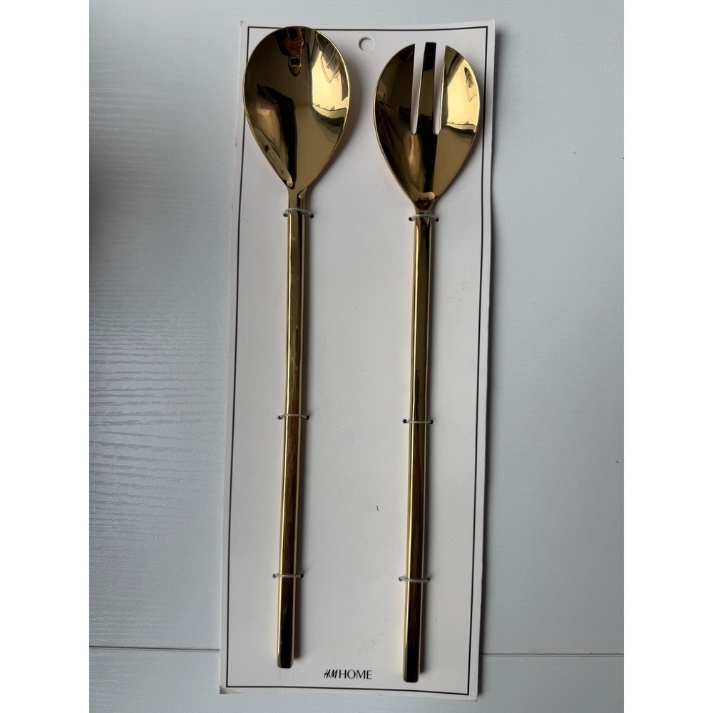 H&M Home Gold Salad Servers Serving Utensils Set NWT